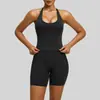 Conjunto de Yoga Juyitang de Nylon con Sensación Nude, Traje de Fitness de Color Sólido de Cintura Alta para Levantar Glúteos para Mujeres, Set Deportivo Adelgazante y Moldeador de Alta Elasticidad