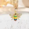 Colar de Abelha Divertido com Óleo Drip para Crianças, Venda Quente Transfronteiriça, Nicho, Colar com Pingente de Animal Inlaid Zircônia, Banho de Ouro 18K, Amazon
