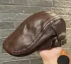 Gorra Plana de Piel para Hombres y Mujeres, Primavera y Otoño, Boina Versátil Retro Británica, Estilo Coreano para Adelgazar la Cara, Gorra Casual de Pato, Gorra de Pintor