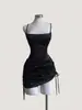 Nuevo vestido camisola de estilo europeo y americano transfronterizo con escote cuadrado, espalda descubierta, tirantes ajustables, cordón y falda irregular ajustada al cuerpo