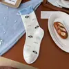 Meias Fofas de Cachorrinho para Mulheres, Meias Finas de Renda para Meia-Panturrilha de Verão, Estilo Cartoon Japonês Moderno, Meias Longas de Verão Estilo College