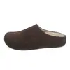 Otoño Invierno 2026 Zapatillas de Media Pantufla Cerradas con Felpa Plus para Mujer Ropa de Exterior Zuecos Perezosos Retro Mate Zapatillas Cálidas Planas de Piel