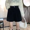 Shorts de pana para mujer, perfectos para combinar con botas altas en otoño e invierno. Diseño de línea A, de cintura alta y adelgazante, ideal para figuras petite, se usa como prenda exterior o como capa base debajo de las botas
