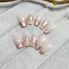Unhas Elegantes Rosa Diamante Suave Usáveis, Decoração Colorida de Borboleta, Manicure Exquisita, 10 Peças de Adesivos de Unha com Diamante de Luxo Leve