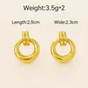 Pendientes de Acero Inoxidable con un Toque de Lujo Ligero y de Alta Gama, Pendientes Cuadrados Rayados Transfronterizos de Estilo Europeo y Americano para Mujer, Pendientes de 18K al por Mayor