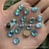 Atacado Acrílico 10mm Redondo Malha Fundo Plano Furo Duplo Cor Azul Aqua AB Costurado à Mão Strass Roupas Joias Acessórios Strass