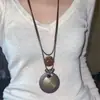 Colar Vintage Shibuya Hot Girl com Estampa de Leopardo e Contas Corrente para Clavícula Oval Retro Subcultura Y2K Corrente para Suéter Estilo Étnico