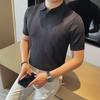 2025 Nuevo Verano Camiseta Polo de Punto Elástico de Manga Corta para Hombre Ajustada Lasel Casual Maduro Ligero Camiseta de Manga Corta para Hombre