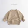 Nova Roupa de Outono/Inverno Infantil para Meninos e Meninas, Suéter da Moda Cor Sólida Estilo Coreano, Pulôver de Tricô Solto, Camiseta Básica Gola Redonda