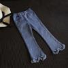 Calças de estilo coreano para meninas Primavera e Outono novas roupas infantis baby jeans moda slim calças queimadas