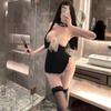 Lencería Sexy, Lujuria Pura, Cheongsam Sexy, Cuello Halter, Abertura Transparente, Falda Corta Cubre Caderas, Uniforme, Tentación, Club Nocturno sin Espalda para Celebridades