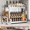 Nuevo Estante de Almacenamiento de Cocina de Acero Inoxidable para Encimera, Organizador Multifuncional para Aceite, Sal, Salsa, Vinagre, Frascos de Condimentos y Portacuchillos