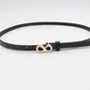 Nova Moda Fivela de Oito Dourada Cinto para Mulheres, Cinto de Couro Decorativo Multicor para Vestidos de Mulheres, Atacado, Dropshipping