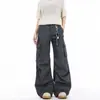 Pantalones de trabajo transfronterizos lavados y desgastados de pierna ancha para hombres y mujeres, nuevo estilo de verano, muchos bolsillos pequeños, buena caída, pantalones vaqueros casuales