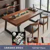 Mesa de Chá Cor de Noz Mesa de Chá para Varanda Suporte de Chá Conjunto Completo Nova Mesa de Chá Estética Chinesa Mesa de Jantar Mesa de Chá para Preparo de Chá com Placa Grande