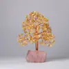 Grava de cristal natural tejida con alambre de cobre, árbol de la vida con base de cristal rosa, árbol de la fortuna, decoración de oficina, regalo de vacaciones