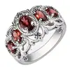 Anillo de Lujo Ligero Transfronterizo Yanbai con Granate y Circonita, Anillo Rojo Vintage Elegante, Moderno y Deslumbrante, Exquisito y Refinado