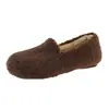 Zapatos peludos para mujer para uso en exteriores, nuevo estilo otoño e invierno 2026, mocasines de talón cerrado, zapatos planos tipo slip-on de felpa modernos para mujeres embarazadas