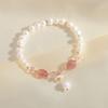 Estilo coreano Diseño de celebridad de internet sensación simple temperamento retro Cristal de fresa perla de agua dulce Loto pulsera pulsera para mujer venta al por mayor
