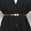 Estilo Coreano Moda Simple Hebilla Redonda Elástico Delgado Cinturón Hebilla de Mujer Sello de Cintura Elástico Cadena de Cintura Decorativa Vestido Venta al por Mayor