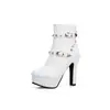 Comercio Exterior Remache Botas de Mujer Tacón Alto Plataforma Cremallera Trasera Charol Botines Hebilla Talla Grande 40-50 3018
