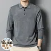 Hot2025 Nova Camisa de Tricô Masculina Outono Estilo Coreano Slim Fit Casual Gola Lapela Cor Sólida Manga Longa