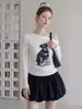 Camiseta blanca de manga larga con hombros descubiertos de moda para mujer, diseño de otoño 2026, con cintura fruncida y top base de capa interior