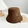 Chapéu de pescador xadrez de tricô novo para outono e inverno com emblema lateral, topo reto, aba larga, chapéu de sol, para circunferência de cabeça grande, chapéu à prova de vento com proteção para as orelhas