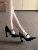 Zapatos de tacón alto Chuyuji Elegante Estilo Socialité Terciopelo Rojo Punta Fina con Tacón de Cuña, Cómodos para los Pies, Zapatos de Vestir para Fiesta