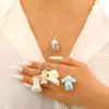 Lindo Colgante de Perro de Resina Flocada 3D Collar Cadena para Clavícula Muñeco de Animal Mini Lindo Flocado Otoño e Invierno