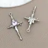 Popular Encaje Transfronterizo Blanco K Colgante de Diamante Chapado Aleación de Zinc Colgante de Cruz Pulsera DIY Llavero Accesorios de Joyería