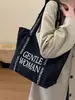 Bolsa de lona con estampado de letras grandes para mujer Tailandia, nueva textura 2024, bolso de hombro casual de moda