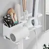 Suporte de Secador de Cabelo de Parede, Prateleira de Armazenamento para Banheiro sem Furos para Chapinha, Modelador de Cachos e Prancha