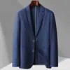 Traje Casual para Hombre Primavera y Verano 2025 Lujo Ligero Delgado Negocios Individual Occidental Color Sólido Traje Arrugado Chaqueta para Hombre