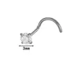 Joyas para Piercing de Nariz de Titanio G23 Barra S F136 Titanio Incrustado Zircón Clavo de Nariz Moda Versátil Popular Europeo y Americano Joyería de Comercio Exterior