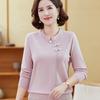Top de primavera y otoño para mamá de mediana edad 2024 nuevo suéter de moda de otoño para mujeres de mediana edad y mayores nuevo suéter de estilo nacional de estilo chino