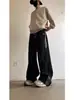Calça Esportiva Casual de Inverno e Outono, Corte Solto, Forrada com Fleece Preto, Espessa, Perna Reta, Elástica, Versátil, Para o Dia a Dia, Longa, Forrada com Fleece