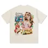 Camiseta de Manga Corta Impresa Estilo Hip-Hop Retro Americano Transfronterizo Sabrina Carpenter, Sudadera con Capucha de Manga Larga y Cuello Redondo de Peso Pesado