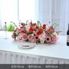 Sala de jantar Mesa longa Flores Mesa de conferência de negócios Decoração de mesa Flores de mesa Banquete Layout de mesa Simulação Ornamentos de flores
