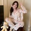 Pijama Nuevo de Terciopelo Dorado Otoño e Invierno para Mujer, Conjunto Cálido de Tres Piezas de Terciopelo Dorado con Diamantes y Mangas Largas con Copas, Ropa Sexy para Casa