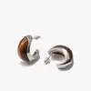 Aretes de Ojo de Tigre Azul Tinta, Estilo Retro de Moda, Sensación de Alta Gama, Chapado en Cobre Plateado, Diseño Único, Aretes Ovalados para Mujer