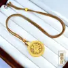 Pingente Bússola Oito Tesouros, Ouro de Areia Tradicional Incrustado com Diamantes, Disco Redondo Rotativo, Cobre Banhado a Ouro com Cordão, Novo Estilo Chinês, Estilo Étnico Nacional