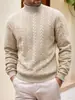 Ropa de punto europea de talla estándar para otoño e invierno, ropa de punto, diaria, color liso, moda joven para hombre, jacquard, cuello alto, lana cálida