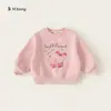 Blusão Infantil Bangxuan de Caimento Solto Cor Sólida Gola Redonda Top para Criança Pequena Roupa Infantil Primavera e Outono Moletom Infantil com Estampa de Desenho