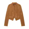 Venta al por mayor transfronteriza 2026 Moda europea y americana casual chaqueta de botones con textura de gamuza y detalle de bolsillo para mujer E5260658