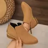 Botas Martin de talla grande para mujer con suelas gruesas, efecto adelgazante, cremallera trasera, color liso, punta fina casual, estilo europeo y americano, tacón grueso, comercio exterior