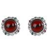Pendientes Antiguos de Moda Plateados para Mujer de Plata S925 Joyería Pendientes Retro de Ámbar Rojo para Mujer Pendientes Sencillos