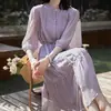 Elegante y suave vestido largo de seda de morera con cintas, vestido de seda de verano para mujer, sensación de alta gama y juvenil para el verano