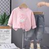 Terno de vestido de outono para menina Moletom para menina 2024 Novo estilo ocidental Conjunto de duas peças para bebê menina primavera e outono