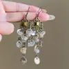 ¡Blanco Super Brillante! Pendientes de Gancho para Oreja con Borla de Concha Azul Pavo Real para Mujer Estilo Étnico Pendientes de Campanilla de Viento Estilo Festivo